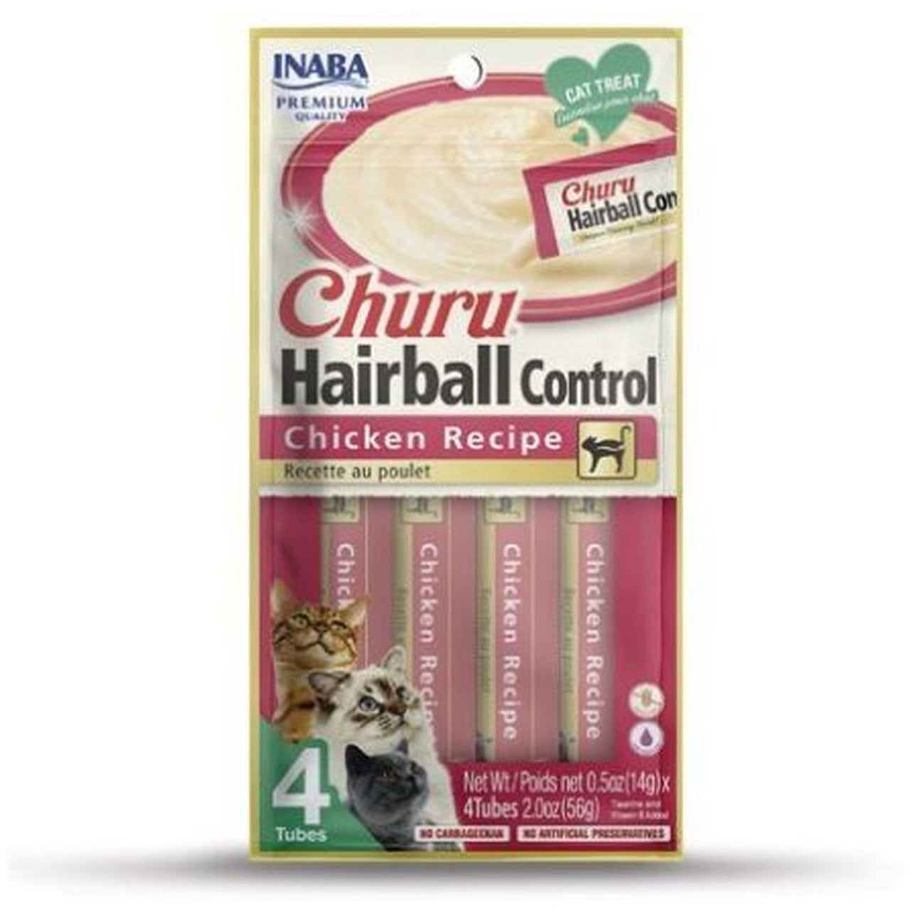CHURU Hairball Control poslastica za macke, krema s piletinom, 4x14g
