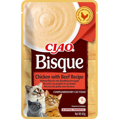 CIAO Bisque kremasti preliv za macke s piletinom i govedinom, 40g