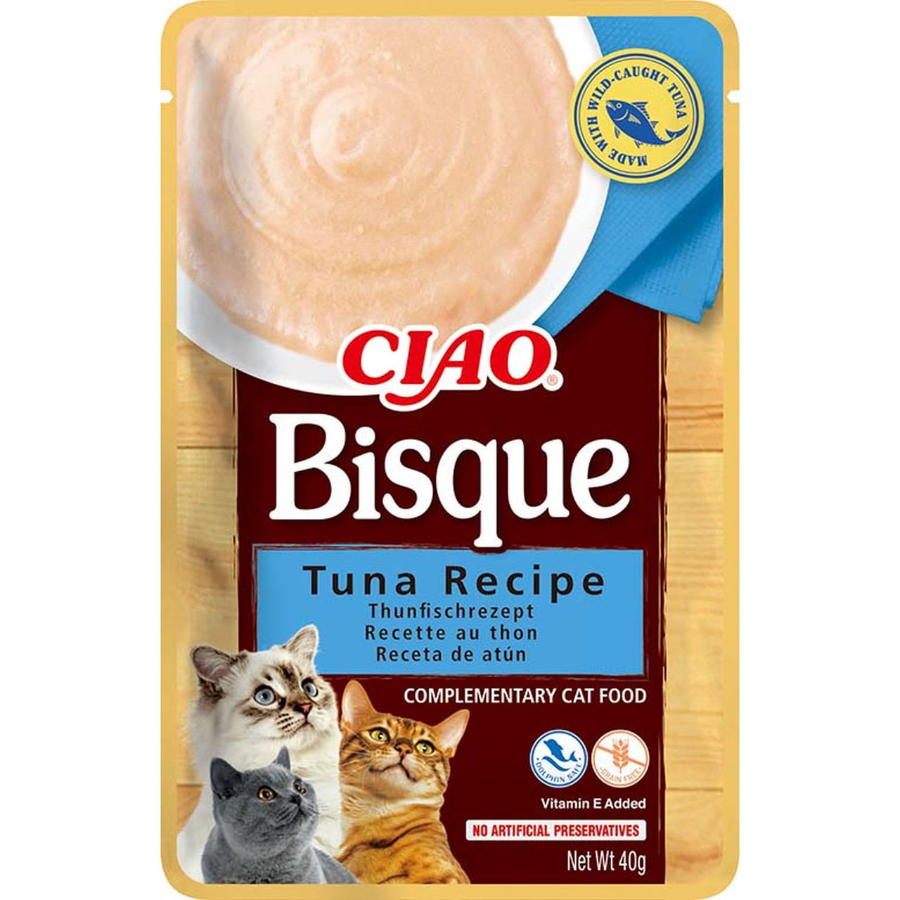 CIAO Bisque kremasti preliv za macke s tunjevinom, 40g