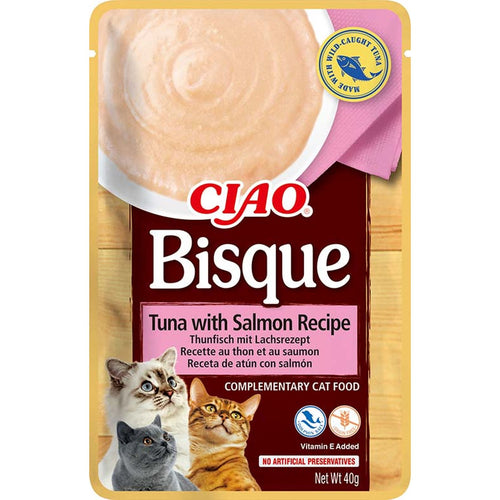 CIAO Bisque kremasti preliv za macke s tunjevinom i lososom, 40g