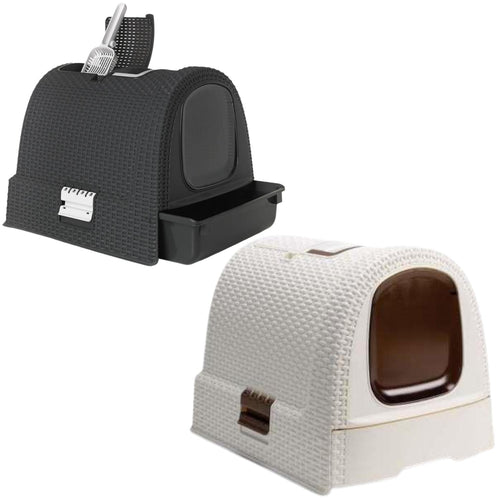 CURVER WC za macke zatvoreni s lopaticom PetLife Rattan