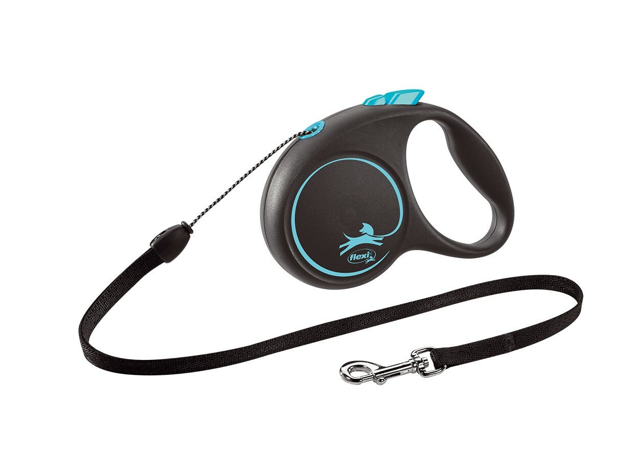 FLEXI Povodac za pse sa regulacijom Black design sa zicom Plavi 5m/ do 12kg