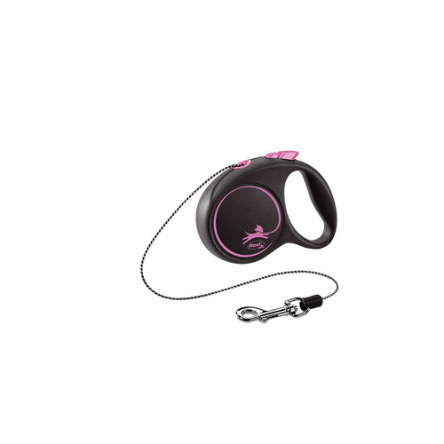 FLEXI Povodac za pse sa regulacijom Black design sa zicom Pink 3m/ do 8kg