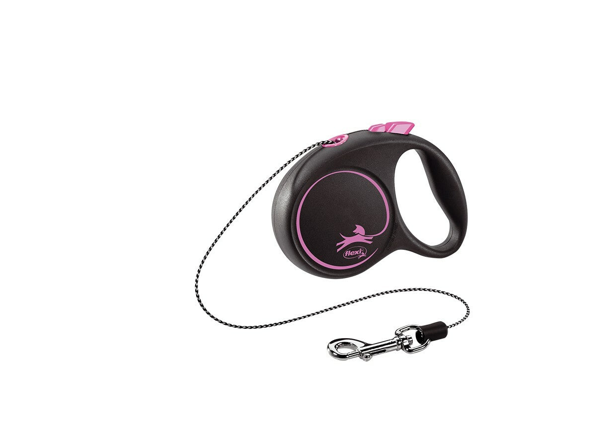 FLEXI Povodac za pse sa regulacijom Black design sa zicom Pink 3m/ do 8kg