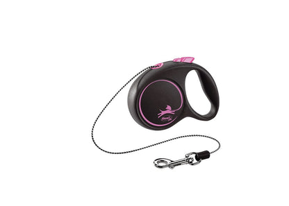 FLEXI Povodac za pse sa regulacijom Black design sa zicom Pink 3m/ do 8kg
