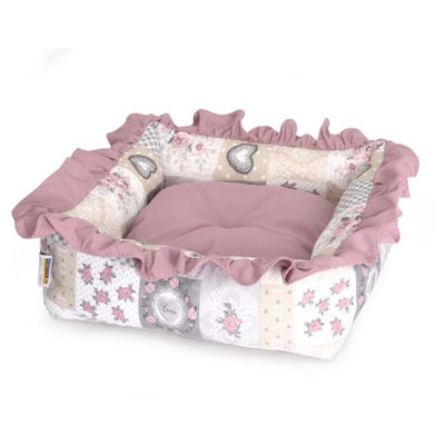 FABOTEX Krevet za pse i macke Provenza, Roze s motivima ruza, 50x50x15cm
