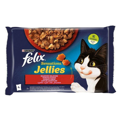 FELIX Sensations Jellies, Mesni izbor, s govedinom i piletinom u zeleu, 4x85g