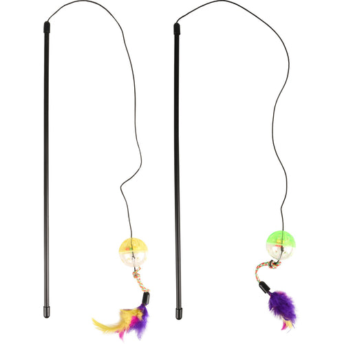 FLAMINGO Igracka za macke Mahalica Neon Day&Night sa lopticom i perjem 50cm