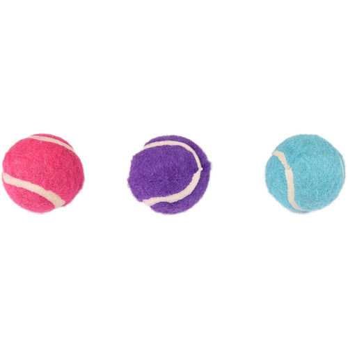 FLAMINGO Igracka za macke Tenis Loptica 3 kom plis zvonce, 4cm, raznih boja