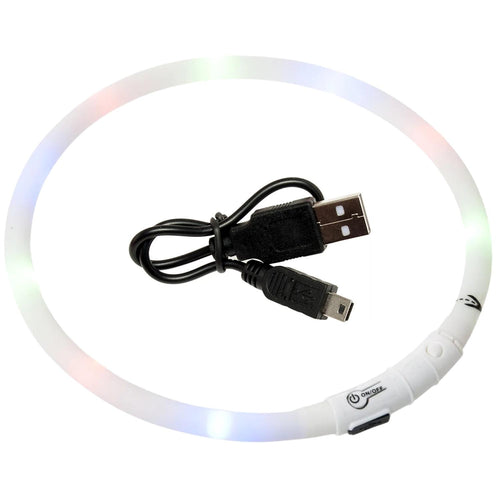 FLAMINGO Ogrlica za pse Visio Led Light Bela sa USB kablom 20-70cm
