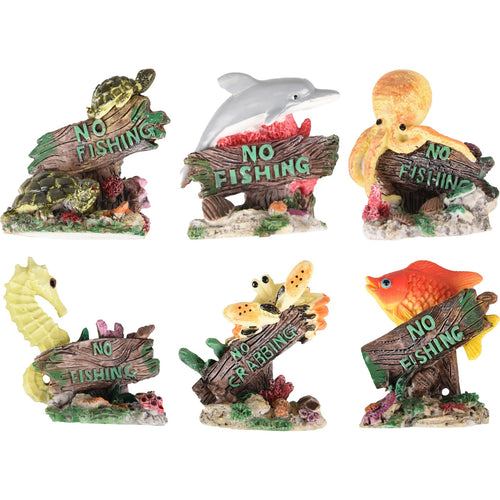 FLAMINGO Ukras za akvarijum Zabranjeno pecanje 6cm, raznih oblika