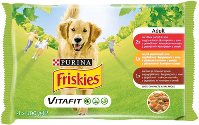 FRISKIES Multipack za pse Adult Govedina, Piletina i Jagnjetina u sosu 4x100g