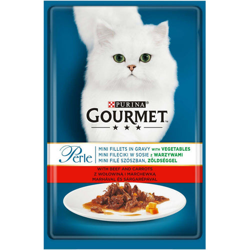 GOURMET Perle Kesica za macke Govedina i Sargarepa, mini fileti u sosu 85g