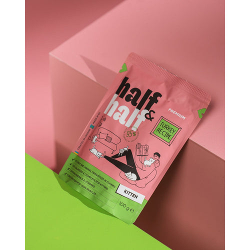 HALF&HALF mesni komadici s curetinom u zeleu KITTEN, za macice , 100g
