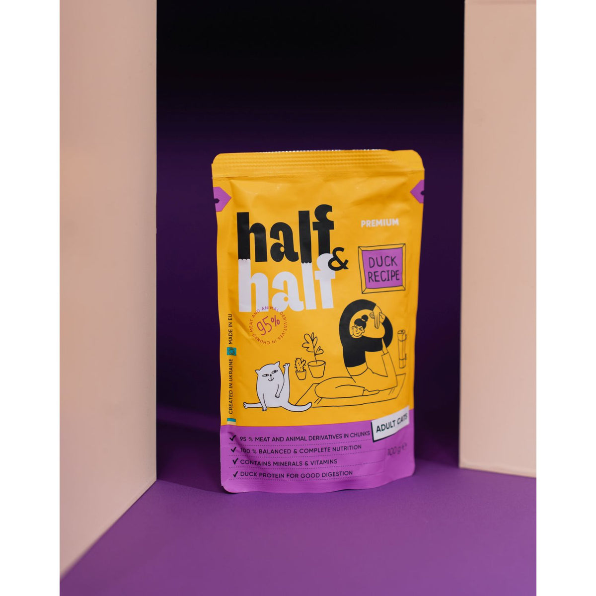 HALF&HALF mesni komadici s pacetinom u sosu, za macke, 100g