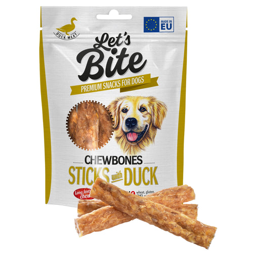 LET's Bite Chewbones, poslastica za pse, stapici pacetine, 120g