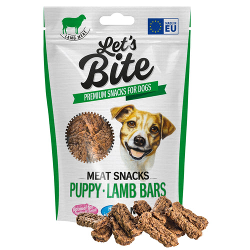 LET's Bite Meat Snacks, poslastica za stenad, PUPPY s jagnjetinom, 80g