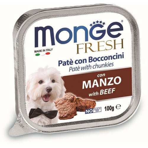 MONGE Fresh Pasteta za pse, s komadicima govedine, 100g