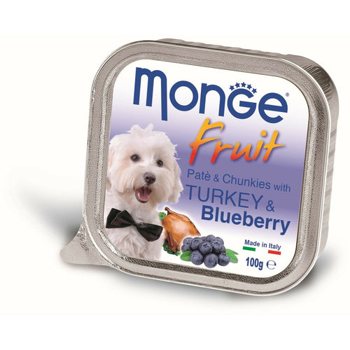 MONGE Fruit Pasteta za pse, s komadicima curetine i borovnice, 100g