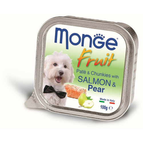 MONGE Fruit Pasteta za pse, s komadicima lososa i kruske, 100g