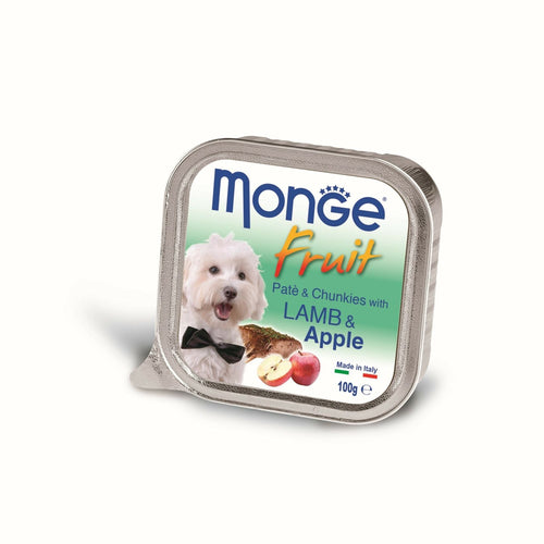 MONGE Fruit Pasteta za pse Jagnjetina i Jabuka s komadicima 100g