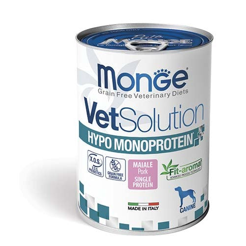 MONGE Vet solution psi HYPO,MONOPROTEIN  SVINJETINA,osetljivi psi, konzerva 400g
