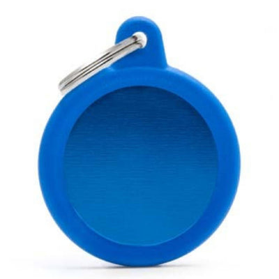 MYFAMILY Hushtag Plocica za graviranje krug sa gumom, plava 3,3x4,1cm