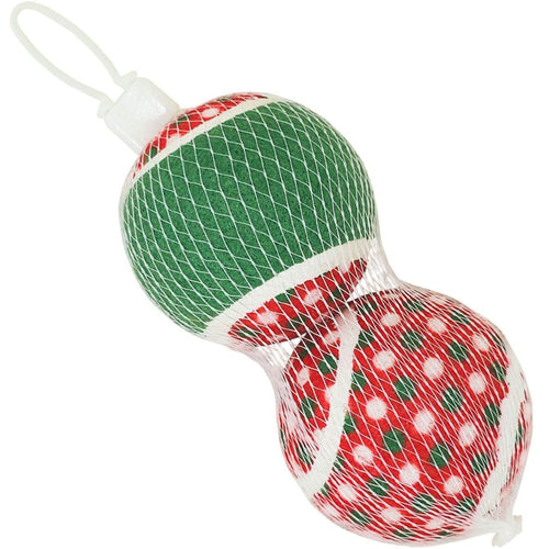 NOBBY Igracka za pse Bozicne tenis loptice 2 kom, gumene, fi 6,3cm