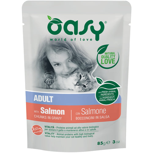 OASY Kesica za macke, komadici u sosu s Lososom, 85g