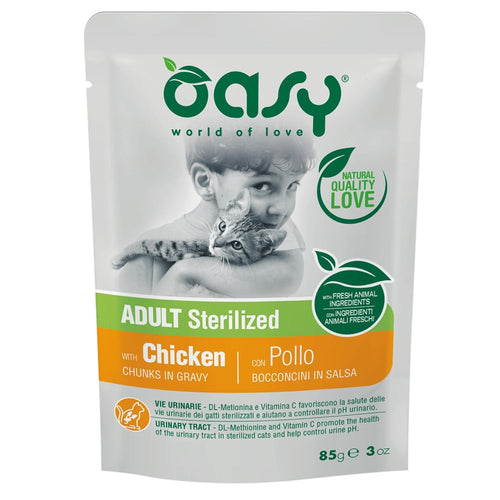 OASY Kesica za macke, komadici u sosu Sterilized s piletinom, 85g