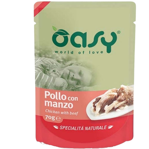 OASY Kesica za macke s Piletinom i Govedinom 70g