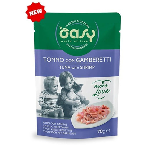 OASY More Love Kesica za macke Fileti tune sa skampima, 70g