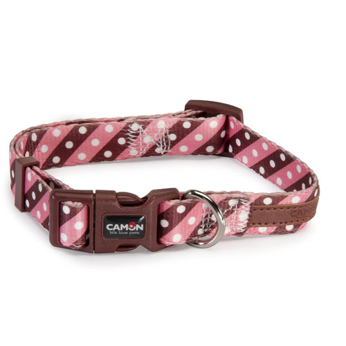 OUTLET CAMON Ogrlica za pse i macke Twill Dot, Roze, 15x300-400mm