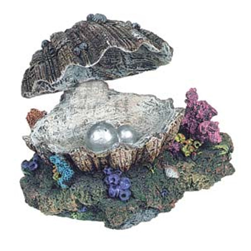 OUTLET FLAMINGO Ukras za akvarijum Srebrna skoljka pokretna 13,5x10,5x7cm