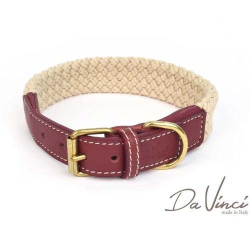 OUTLET LEO PET Ogrlica za pse DaVinci, od kanapa s kozom, Bordo