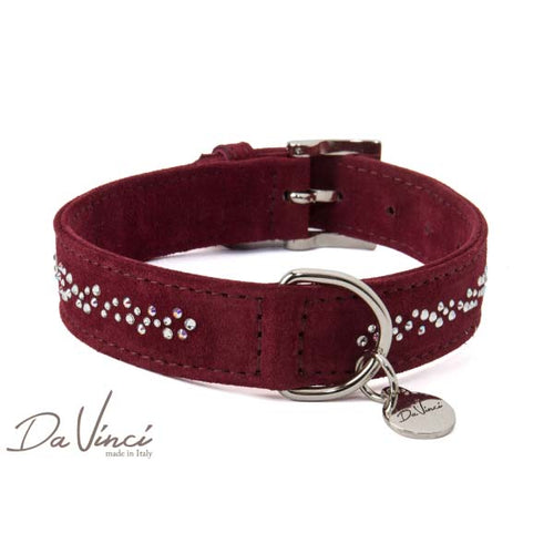 OUTLET LEO PET Ogrlica za pse DaVinci, Swarovski, Bordo