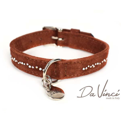 OUTLET LEO PET Ogrlica za pse DaVinci, Swarovski, Braon
