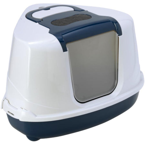 OUTLET MODERNA WC za macke Flip zatvoreni ugaoni Tamno plavi 56x45x38cm