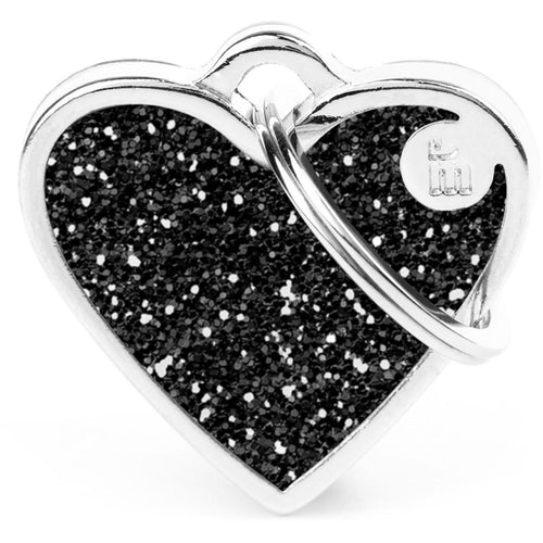 OUTLET MYFAMILY Shine Plocica za graviranje, Srce crna, Small 2,8x2,5cm