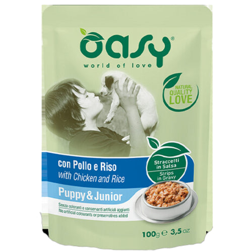 OUTLET OASY Strips In Gravy Kesica za stenad PUPPY & JUNIOR s Piletinom, 100g