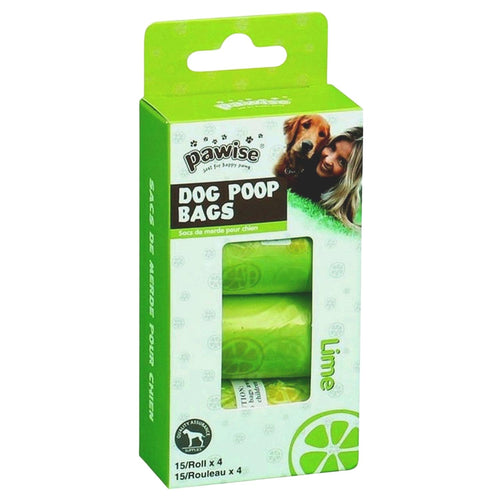 OUTLET PAWISE Higijenske kesice za izmet, miris limete, 4 rolne x 15 kesica