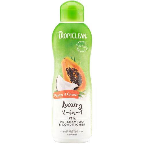 OUTLET TROPICLEAN Sampon za pse i macke Papaya&Coconut, 2u1, 355ml
