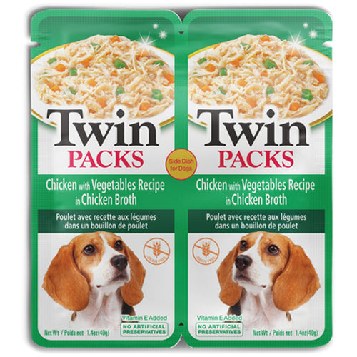 OUTLET TWIN Packs za pse, komadi piletine s povrcem u pilecem zeleu, 2x40g