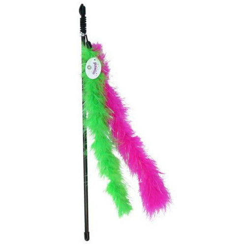 PAWISE Igracka za macke Mahalica Glitter s perom, 45cm, raznih boja