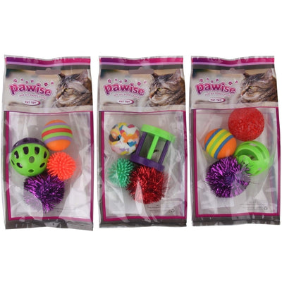 PAWISE Igracka za macke Paketic Loptice 4 kom, raznih boja i oblika