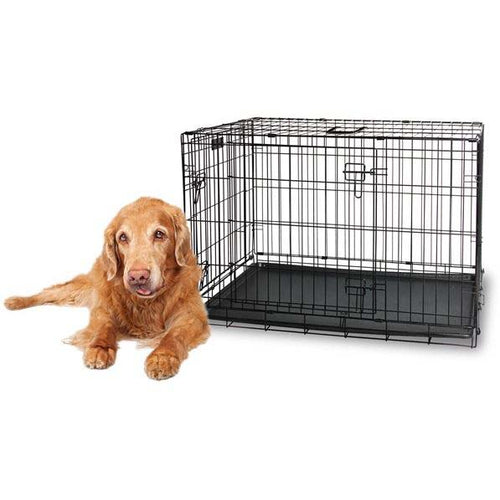 PAWISE Kavez za pse metalni s plasticnim dnom Crni 