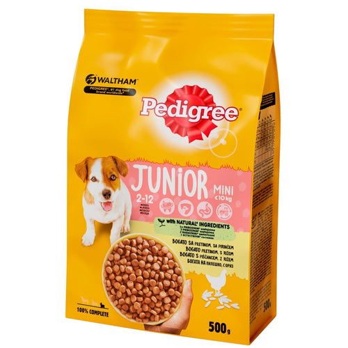 PEDIGREE Briketi za pse JUNIOR Mini (10kg) Piletina i Pirinac, 500g