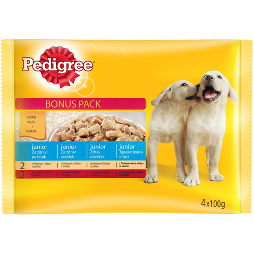 PEDIGREE Multipack za stenad JUNIOR Piletina i Govedina s pirincem 4x100g
