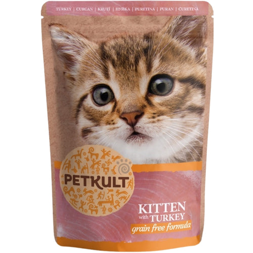 PETKULT kesica s mesnim komadicima, KITTEN curetina, bez zitarica, 100g