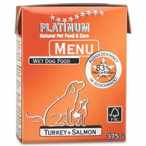 PLATINUM Dog Menu Curetina i Losos 375 g